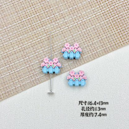 Flower Butterfly Metal Beads 16-20mm Baking Painted Glossy Finish 10pcs 6