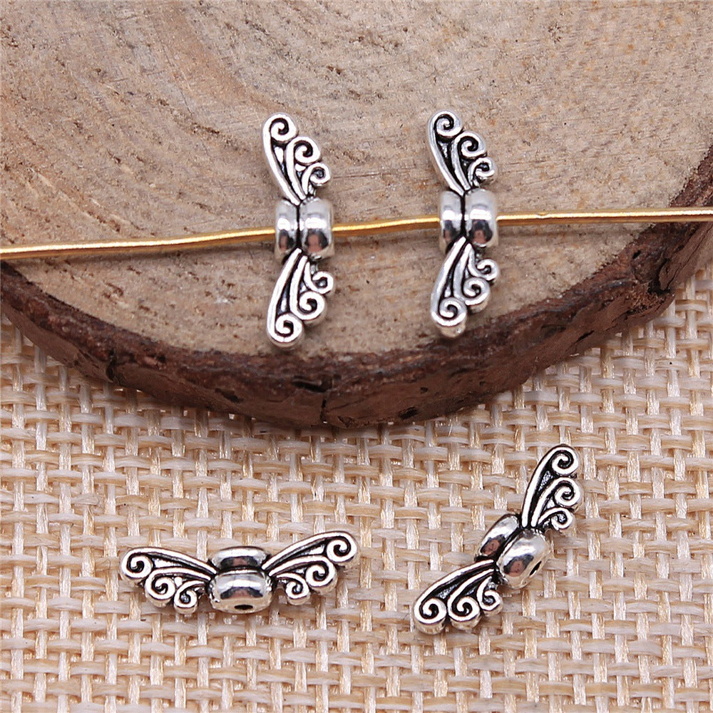 Butterfly Wings Metal Beads 14mm Antique Bronze and Silver Tone 200pcs 2