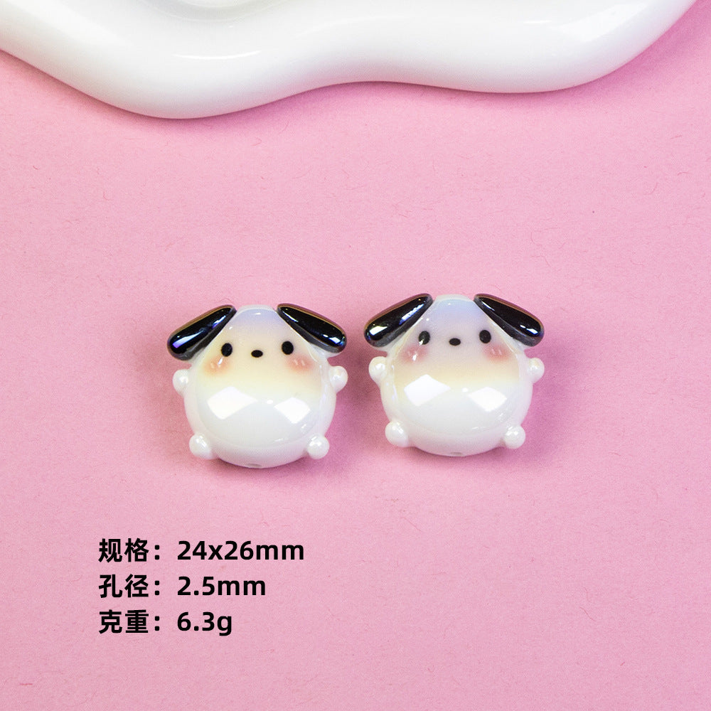 Chubby Sanrio Character Resin Beads Glossy Pastel Spheres 20pcs 10