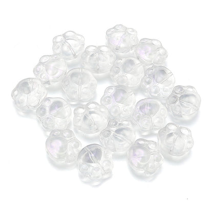 Bear Paw Transparent Glass Beads 14x15mm Assorted Colors 20pcs 8