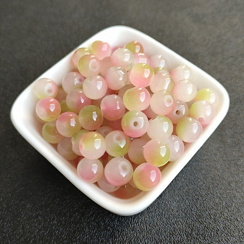 Dual Color Round Glass Beads 8mm Gradient Painted 100pcs 22
