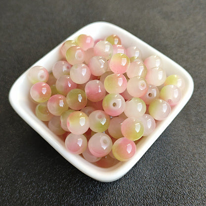 Dual Color Round Glass Beads 8mm Gradient Painted 100pcs 22
