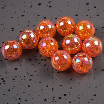Plating Round Acrylic Beads 16mm AB Colored Crackle 100pcs 15