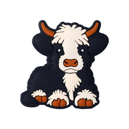 Silicone Focal Beads Dairy Cattle Highland Cow Sitting Pose 6