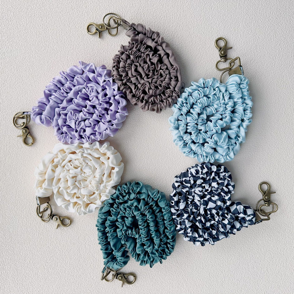 Stretchy Satin Scrunchie Lanyard Keychain Ruched Texture 49cm 1pc 2