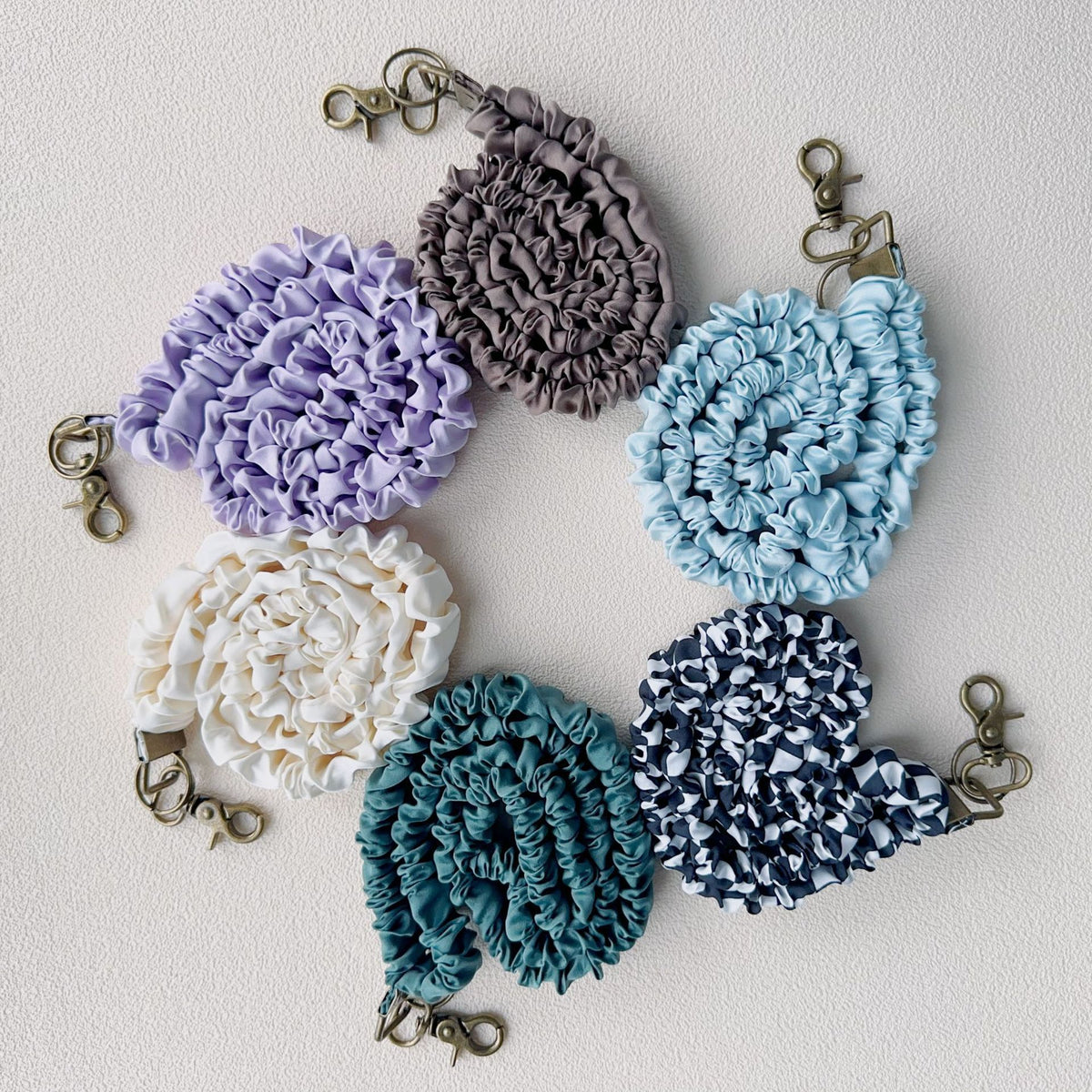 Stretchy Satin Scrunchie Lanyard Keychain Ruched Texture 49cm 1pc 2