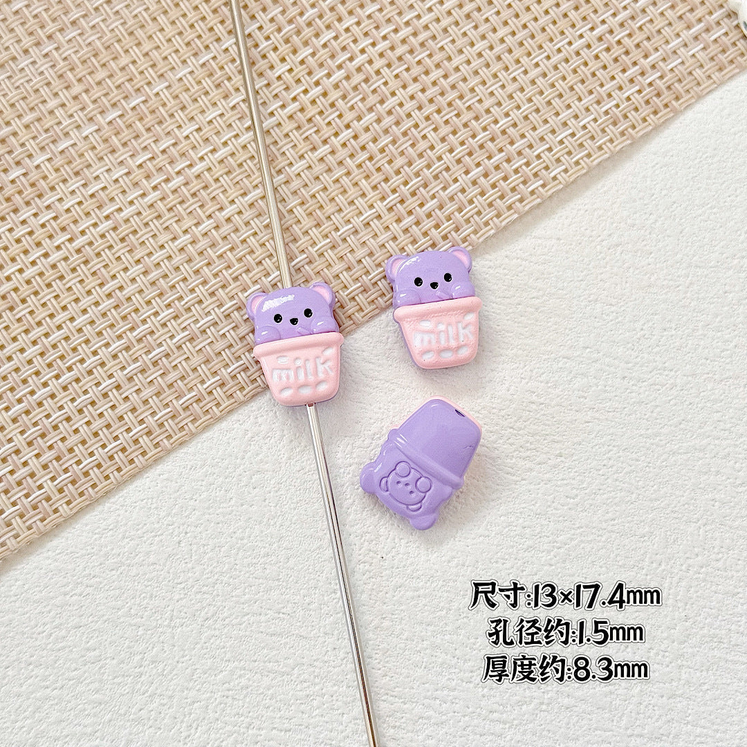 Baking Painted Good Sign and Teacup Bear Metal Beads 17mm 10pcs 17