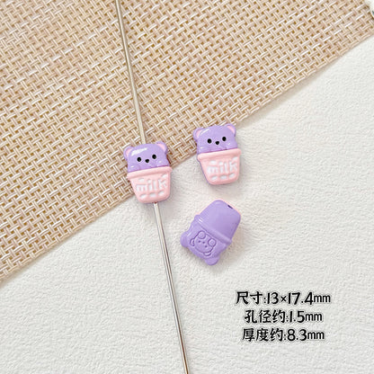 Baking Painted Good Sign and Teacup Bear Metal Beads 17mm 10pcs 17