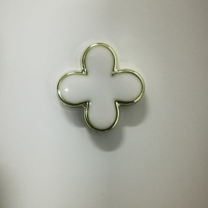 Clover Enamel CCB Plastic Acrylic Beads 30mm Glossy Gold Outline 50pcs 9