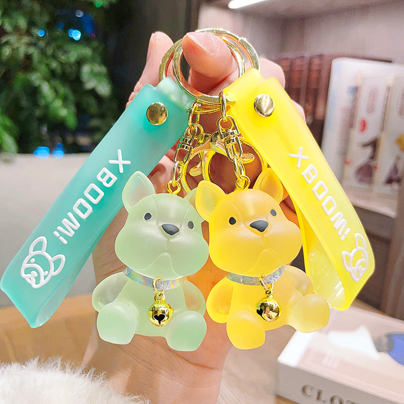 Resin Dog Keychain Jelly Bell Pastel Colors Lightweight 3