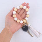 Tassel Silicone Bead Wristlet Keychain with Shiny Spacer Beads 4