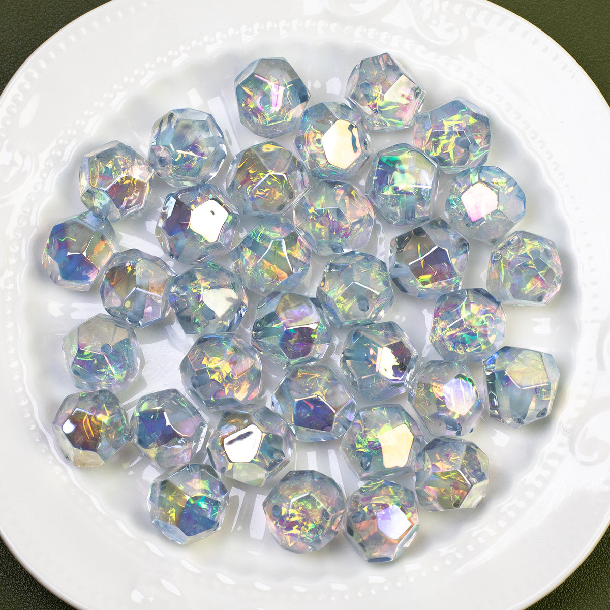 Faceted Iridescent Resin Beads 16mm Mixed Colors 10pcs 9