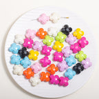 Glossy Painted Faceted Four-Leaf Clover Acrylic Beads 16mm 5pcs