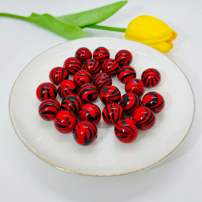 Dopamine Colored Zebra Patterned Acrylic Beads 16mm 50pcs 7