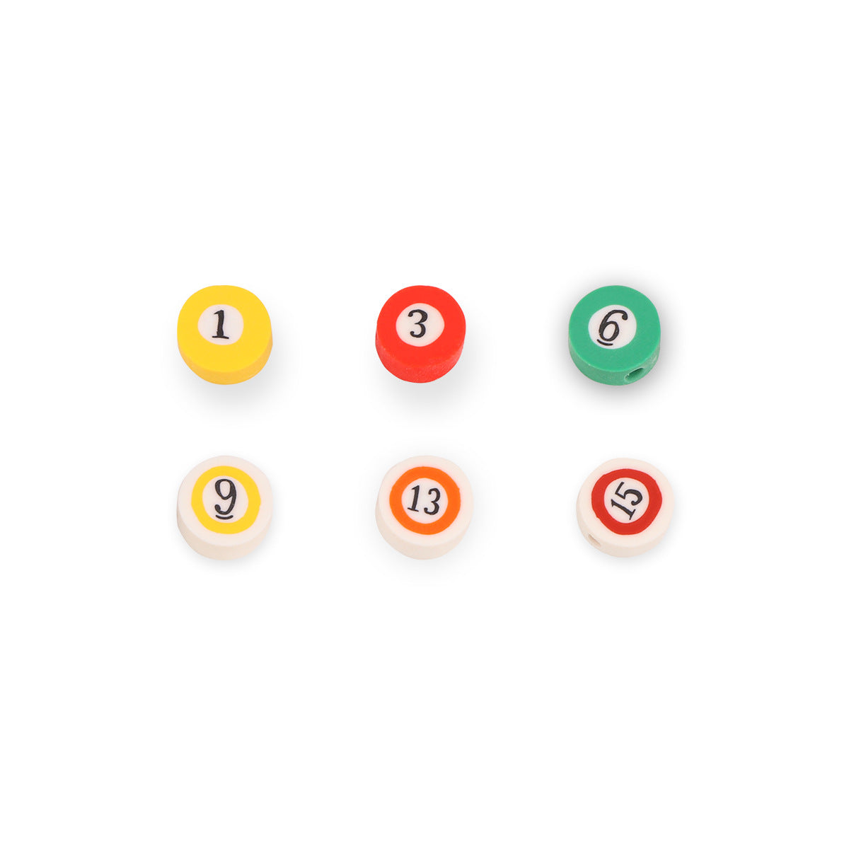 Flat Clay Beads 9mm Billiards Series Colorful Pool Ball 100pcs 5