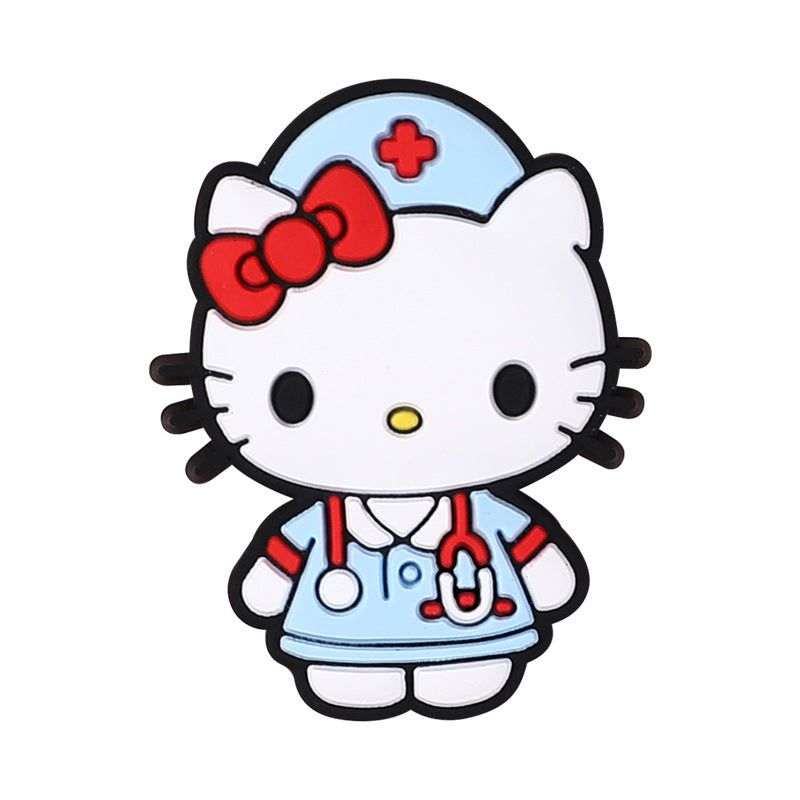 Silicone Focal Beads Nurse Hello Kitty Pink Blue Purple Uniforms 20pcs 5