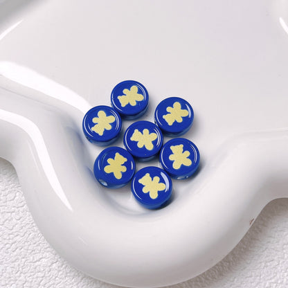 Bear Disc Acrylic Beads 12mm Colorful Mixed 10pcs 15