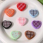 Checkered Lace Heart Acrylic Beads 26mm Colorful Mixed 10pcs 2