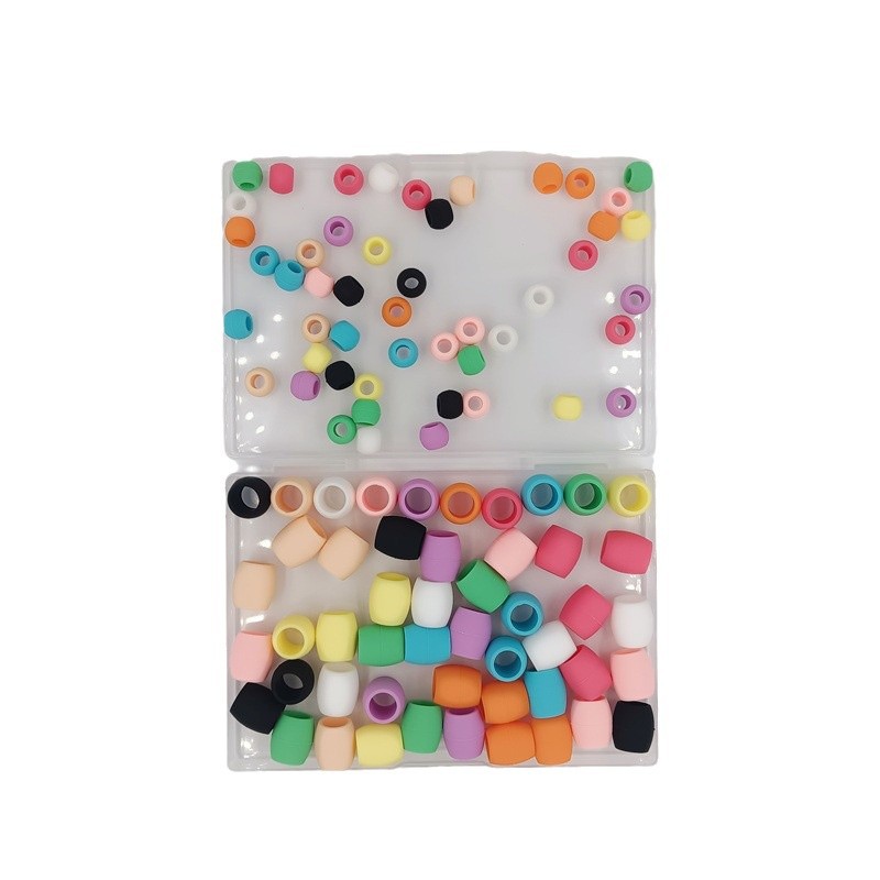 Silicone Hair Beads Pony Beads Dreadlock Colorful Mixed 50pcs 4