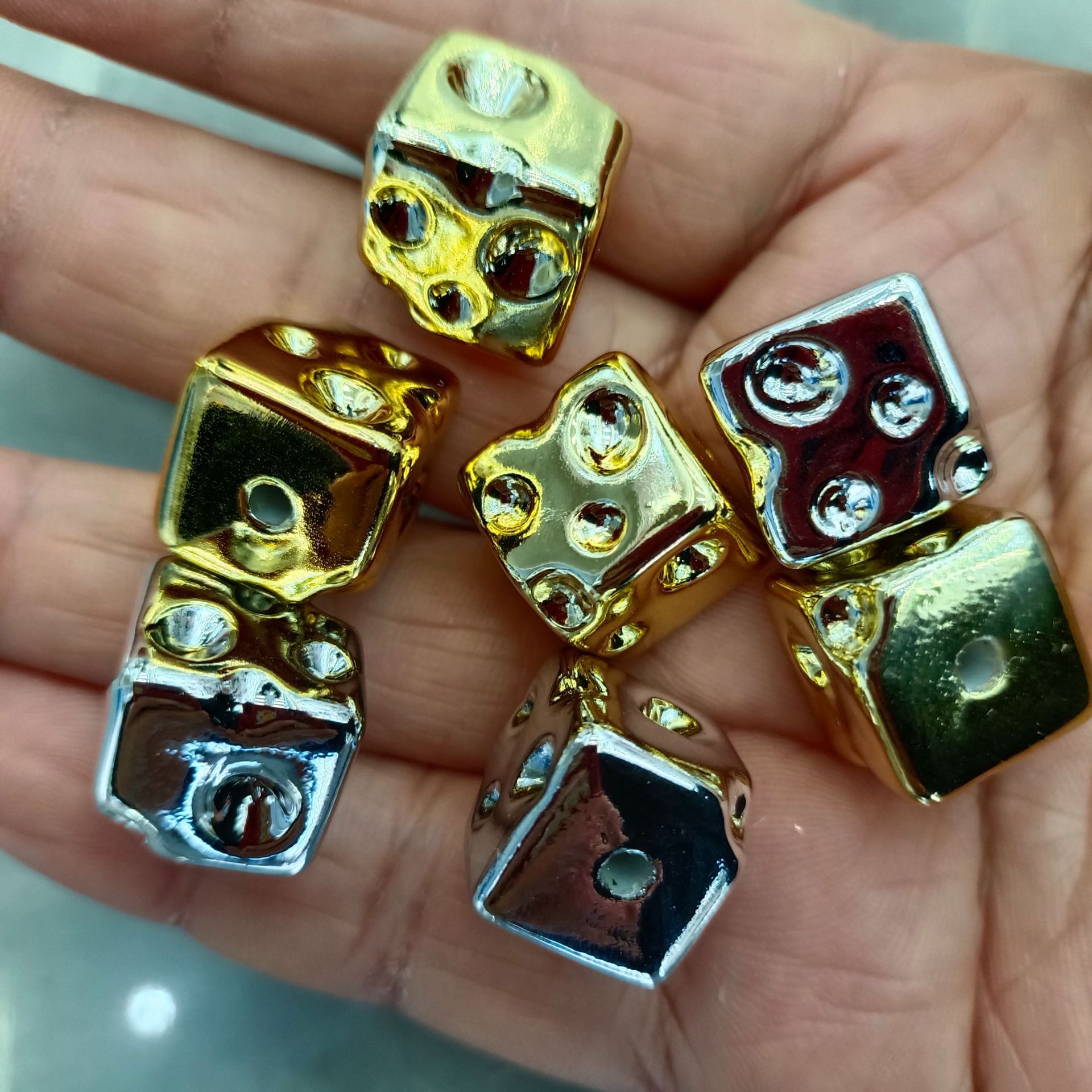 Metallic Cheese Shaped Acrylic Square Beads 14mm 100pcs 3