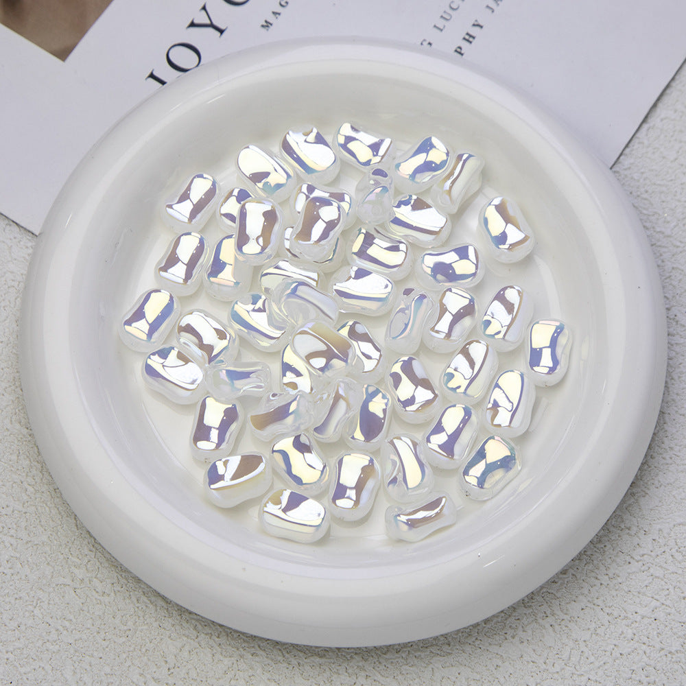 Glossy Plating Irregular Shaped Acrylic Beads 16mm Pastel Colors 20pcs 6