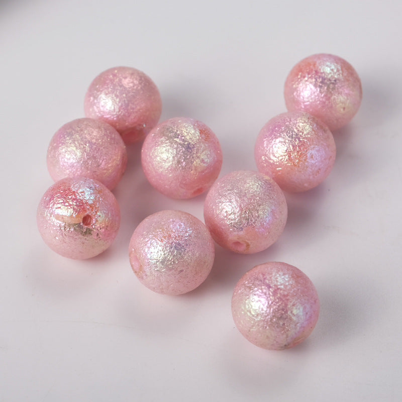 Frosted Acrylic Beads 16mm Cream Imitation Pearl Wrinkled 50pcs 8