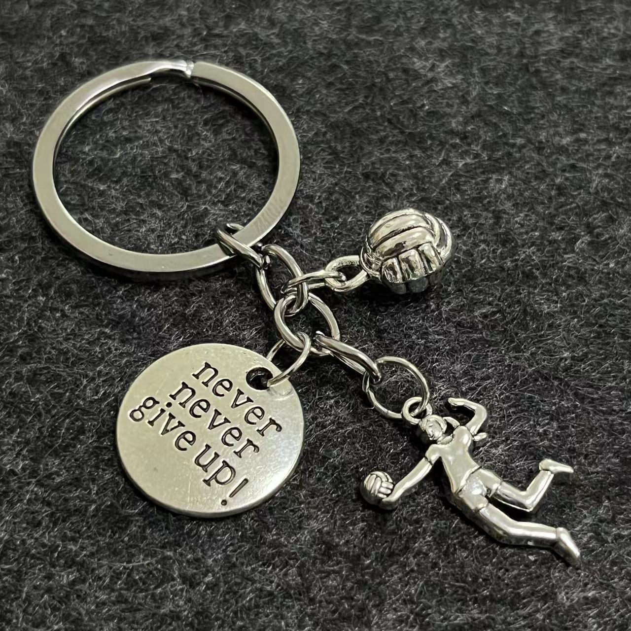 Alloy Horn Volleyball Player Keychain Metal Sports Charm 18