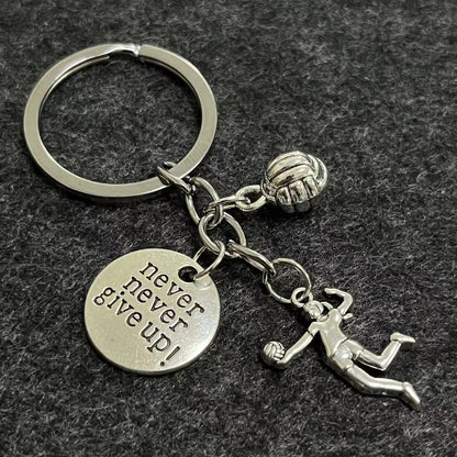 Alloy Horn Volleyball Player Keychain Metal Sports Charm 18