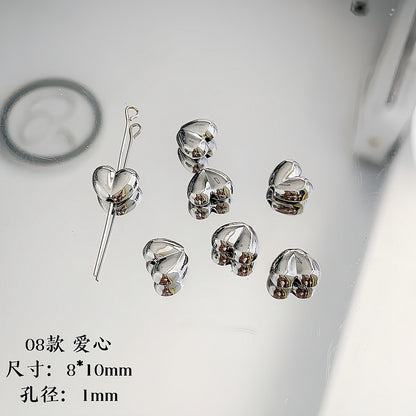 Cartoon Metal Beads Silver Pink Tone Playful Enamel 10pcs 10