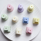 Painted Square Round Acrylic Beads 31mm 35mm Macaron Cake Double Layer 5pcs