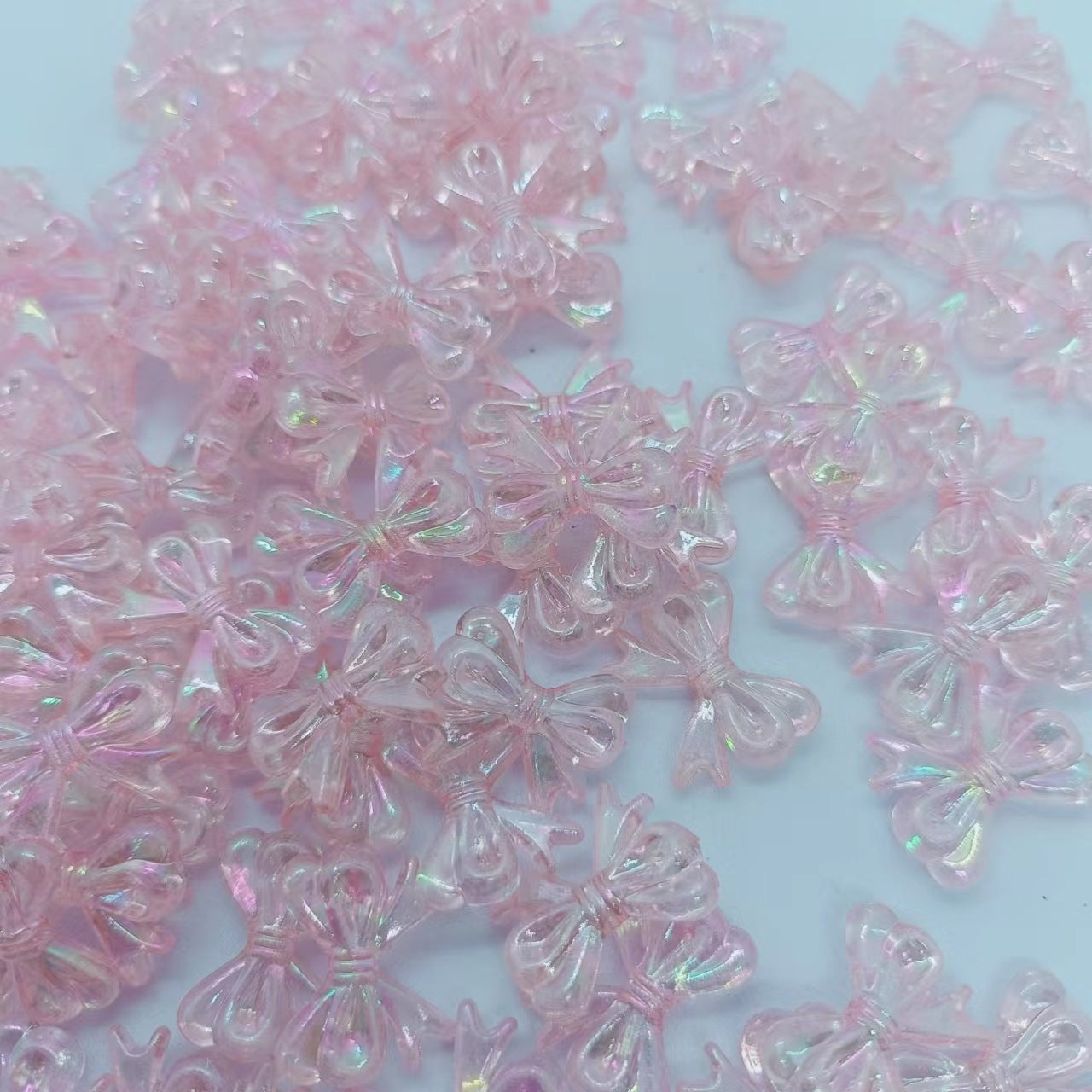 Colored Clear Bow Ribbon Acrylic Beads 18mm Translucent 100pcs 18