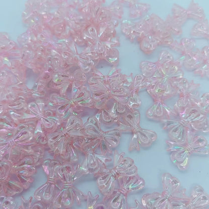 Colored Clear Bow Ribbon Acrylic Beads 18mm Translucent 100pcs 18
