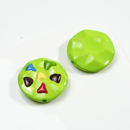 Painted Cookies Acrylic Beads 25mm Colorful Baking Design 50pcs 13