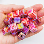 Plating Heart Acrylic Square Beads 15mm Glossy Pattern 50pcs 6