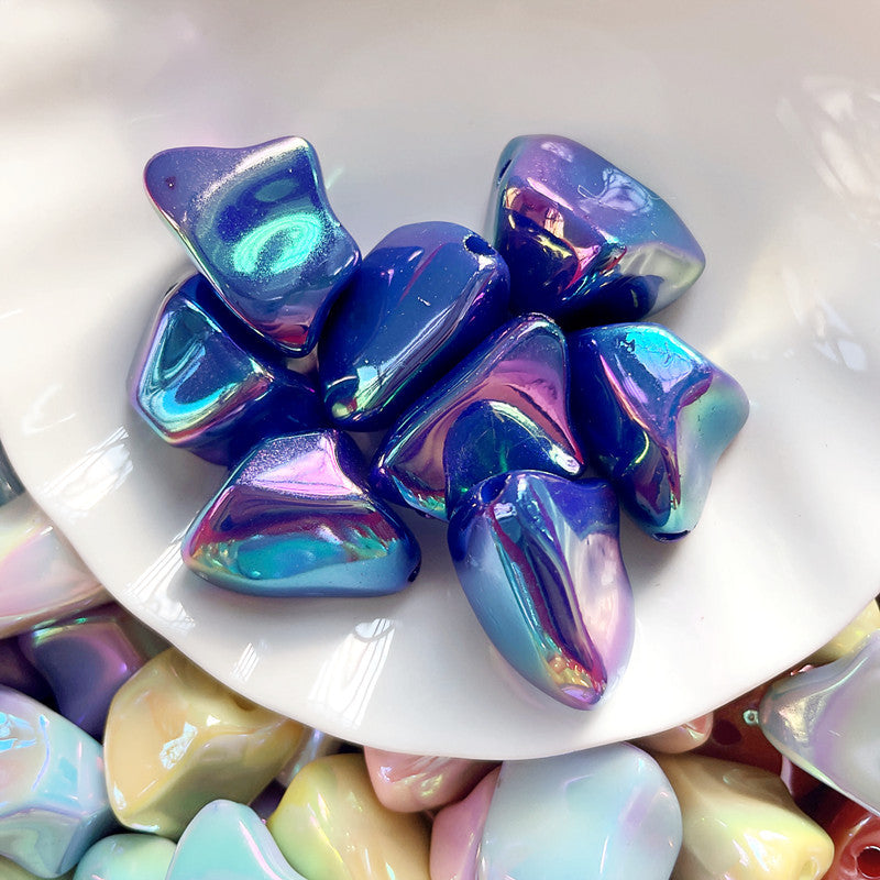 Plating Irregular Trapezoid Acrylic Beads 24mm Colorful Glossy 50pcs 15