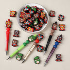 Silicone Focal Beads Owl Super Hero Wearing Mask and Cape 20pcs 2