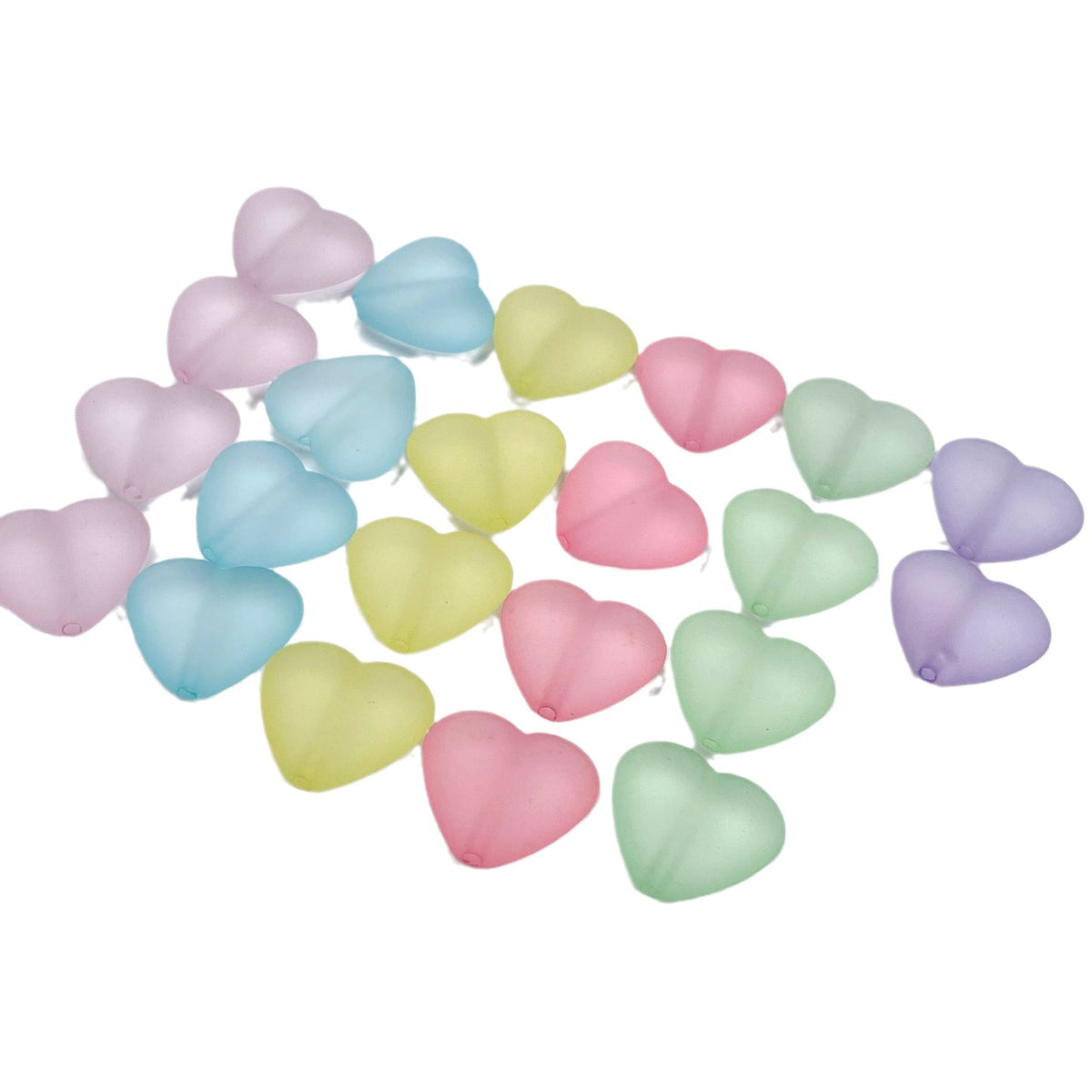 Matte Heart Acrylic Beads 24mm Pastel Colors 20pcs 5