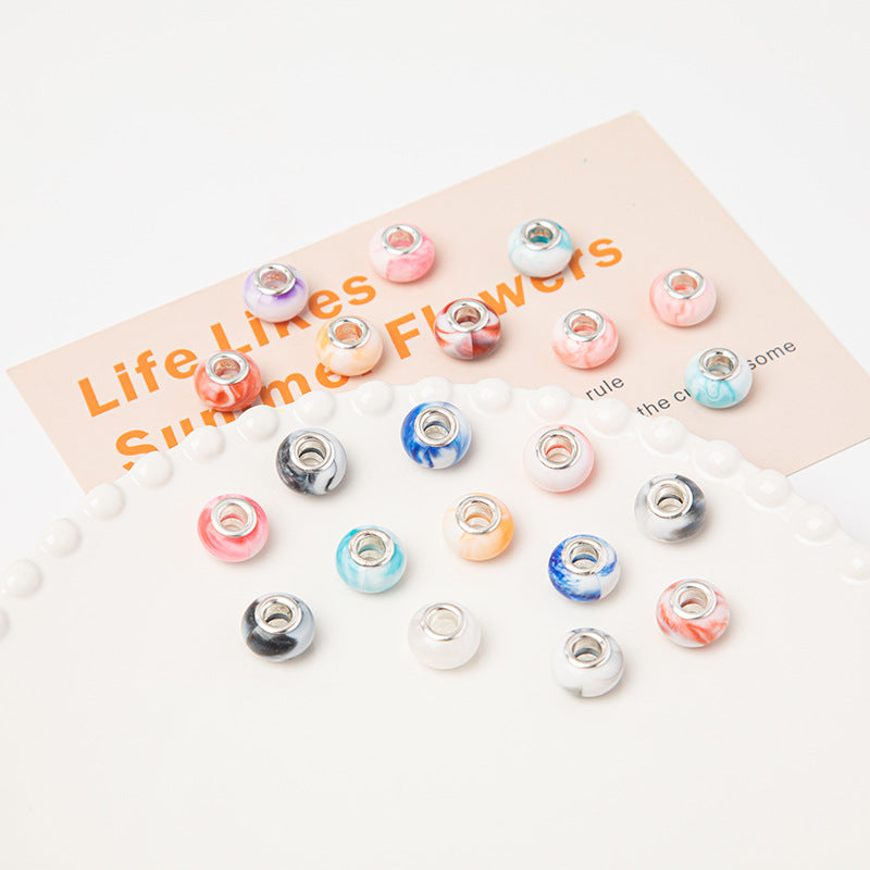 Acrylic Round Spacer Beads 14mm Ink Imitation Ceramic Large Hole 50pcs 3