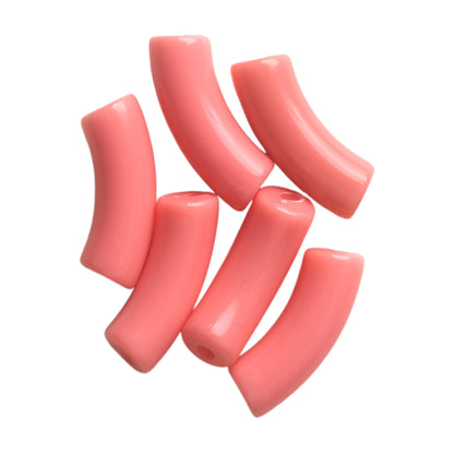 Halo Elbow Tube Acrylic Beads 36mm Glossy Curved Mixed Colors 50pcs 30