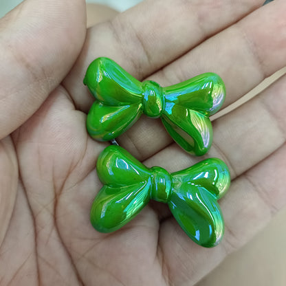 Glow Bow Acrylic Beads 23x35mm Plated Colorful 100pcs 10