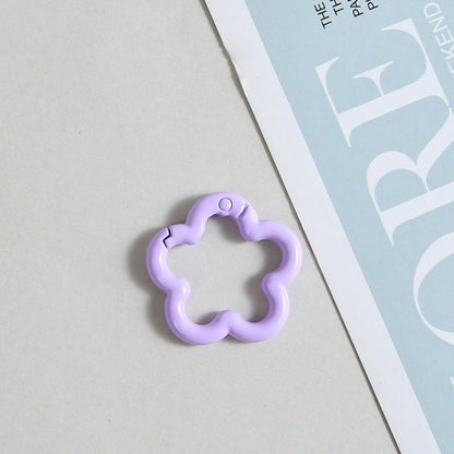 Zinc Alloy Flower Trigger Spring Key Rings 28mm 6pcs Baking Painted 13
