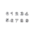 Number Metal Beads 10mm Rhinestone Embeded Alloy 50pcs 5
