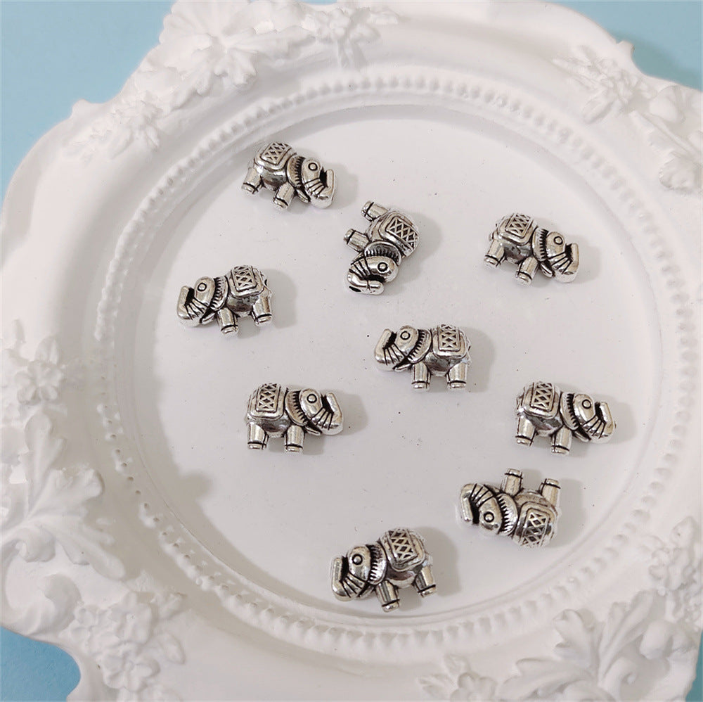 Elephant Metal Beads 12x8.2mm Vintage Silver Tone 20pcs 2