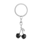 Pearl Cherry Keychain Metal Zinc Alloy Black and Red Options