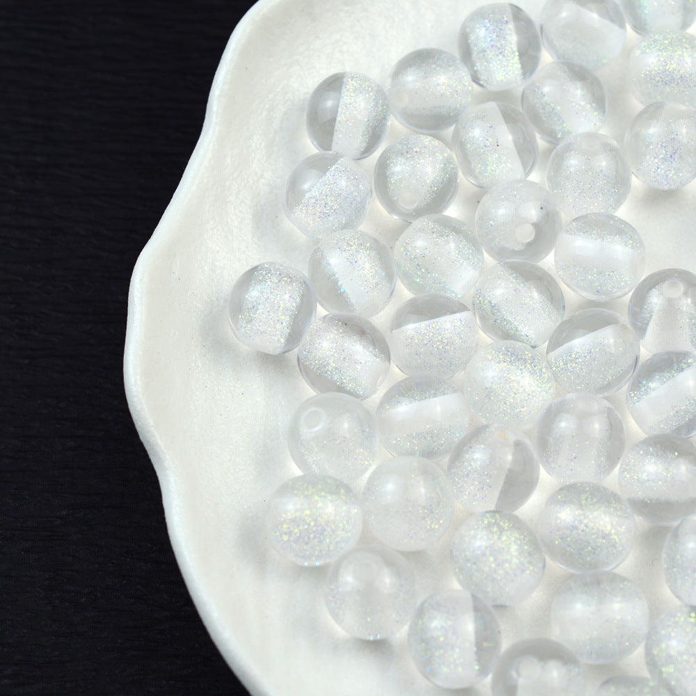 Dyed Core Glitter Resin Round Beads 8-16mm Mixed Colors 10pcs 9