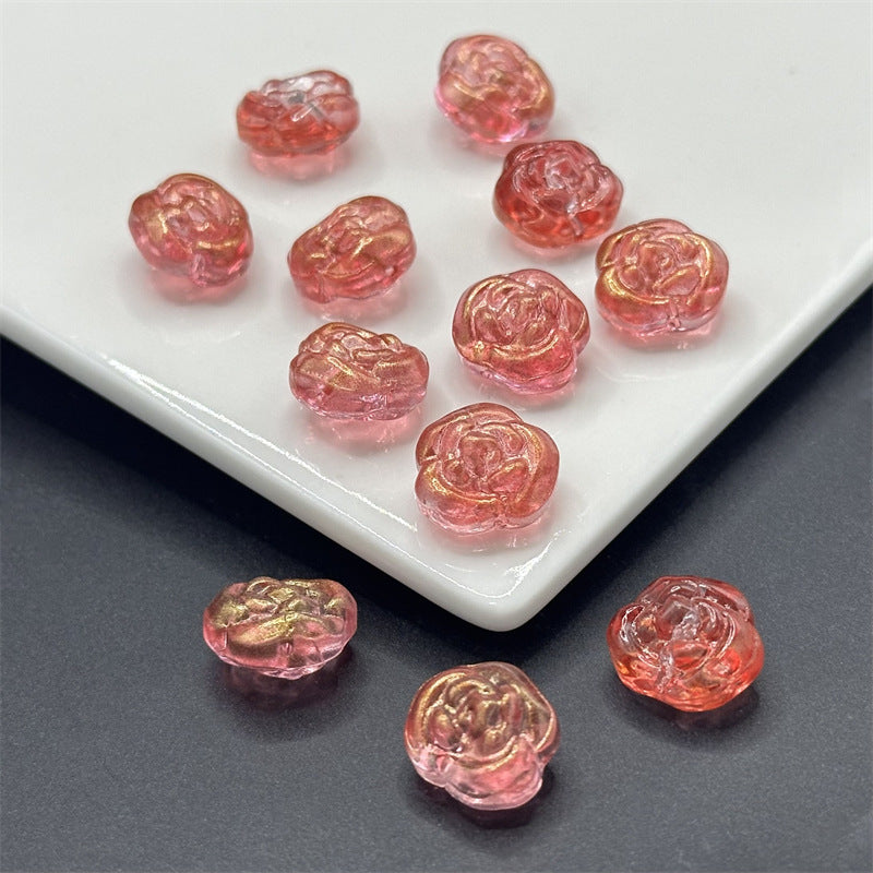Czech Glass Beads Rose 12mm Soft Purple Pink 100pcs 23