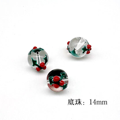 Hand Painted Christmas Enamel Glass Beads 12mm 14mm 1pc 41