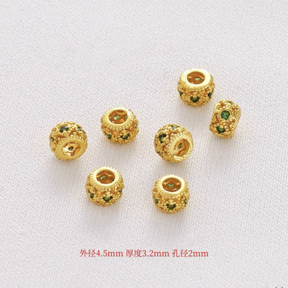Brass Hollow Zirconia Embedded Spacer Beads 4.5-10mm Vintage 10pcs 5