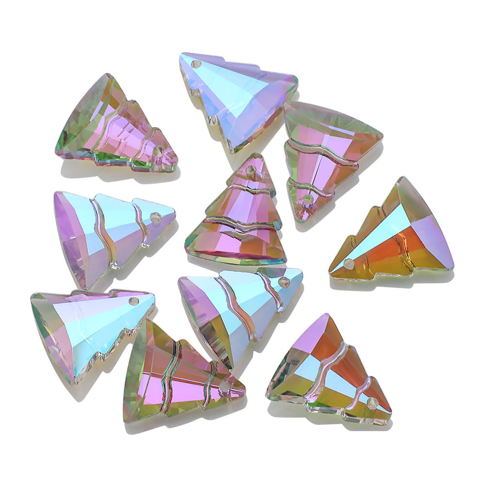 Electroplated Christmas Tree Glass Beads 13x15mm Iridescent 10pcs 4