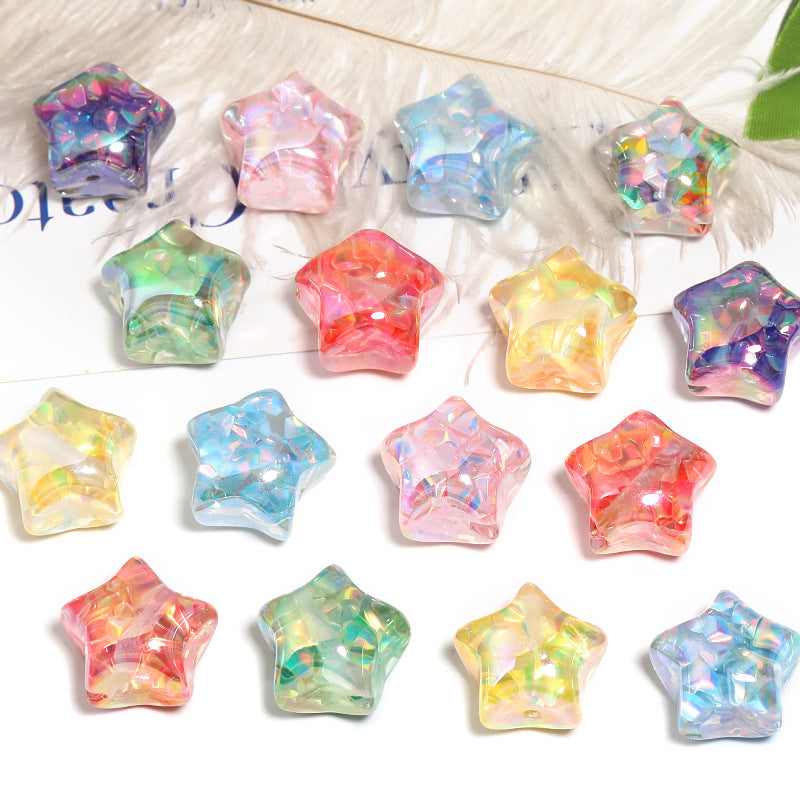 Plating Star Acrylic Beads 20mm Colorful Glitter Powder 25pcs 4